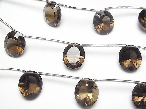 Concave Cut, Oval, Smoky Quartz Gemstone Beads