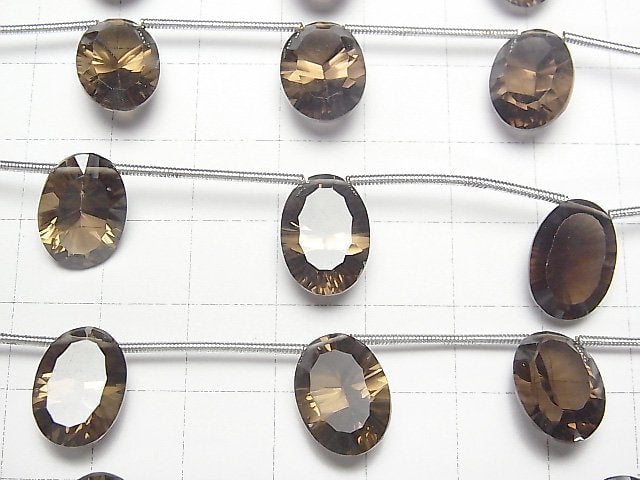 [Video]High Quality Smoky Quartz AAA Oval Concave Cut 14x10mm 1strand (4pcs )