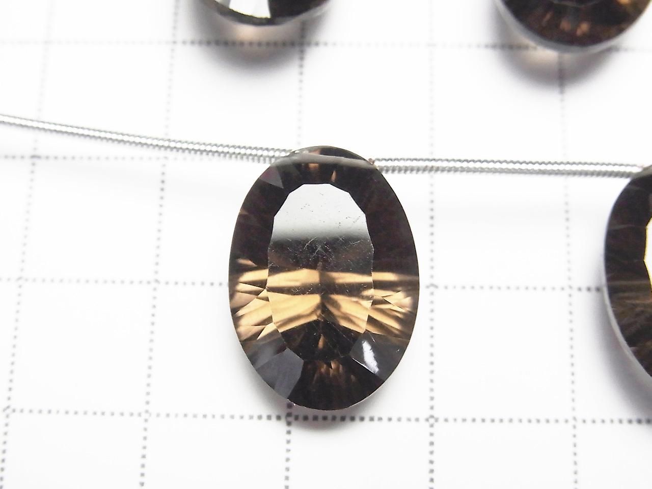 高品質茶晶 AAA 橢圓形凹刻 18x13mm 1串珠子 (4顆)