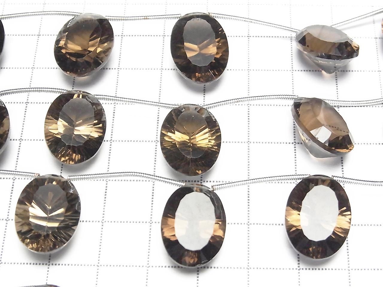Hochwertiger Rauchquarz AAA Oval Konvex geschliffen 18x13mm 1 Strang Perlen (4 Stück)