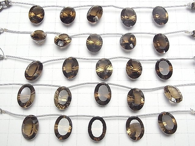 [Video]High Quality Smoky Quartz AAA Oval Concave Cut 18x13mm 1strand (4pcs )