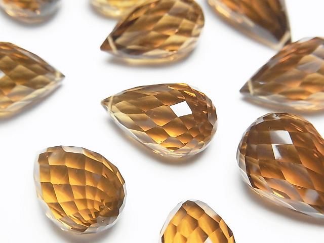 [Video]High Quality Honey Quartz AAA Drop Concave Cut 3pcs