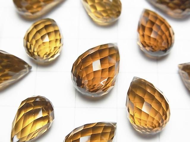 [Video]High Quality Honey Quartz AAA Drop Concave Cut 3pcs