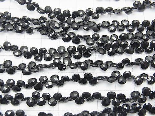 [Video] High Quality Black Spinel AAA Small Size Chestnut Faceted Briolette half or 1strand beads (aprx.7inch / 18cm)