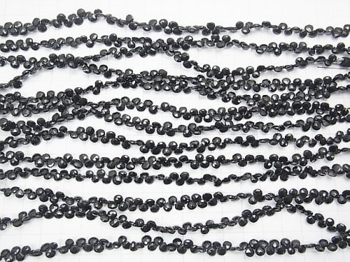 [Video] High Quality Black Spinel AAA Small Size Chestnut Faceted Briolette half or 1strand beads (aprx.7inch / 18cm)