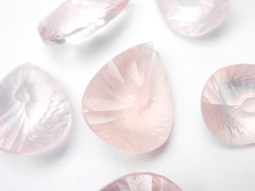 Concave Cut, Pear Shape, Rose Quartz Gemstone Beads