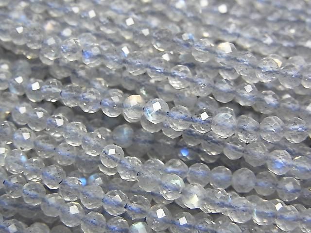 [Video]High Quality! Labradorite AAA- Small Size Faceted Round 3mm 1strand beads (aprx.15inch/36cm)