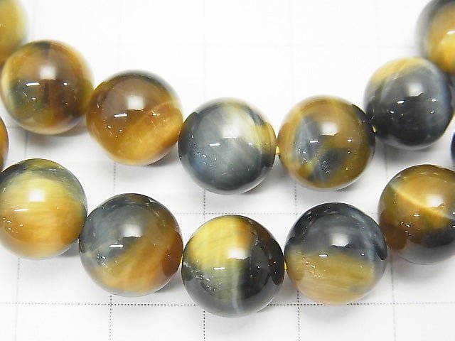 [Video] Silver Blue & Golden Tiger's Eye AAA Round 10mm 1strand (Bracelet)