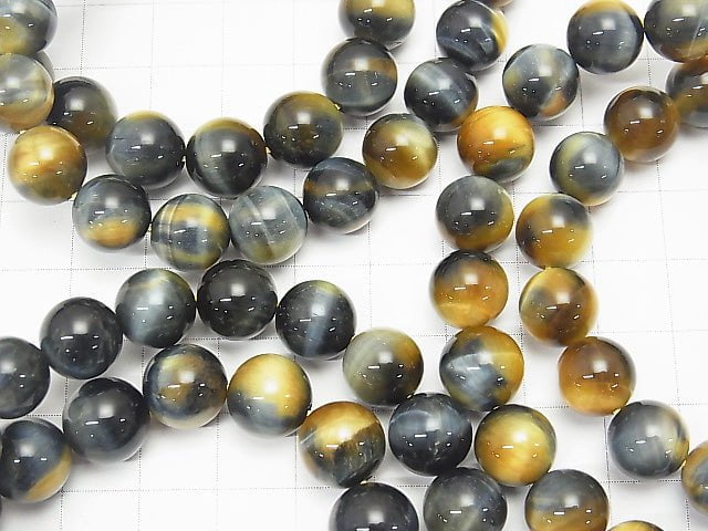 [Video] Silver Blue & Golden Tiger's Eye AAA Round 10mm 1strand (Bracelet)