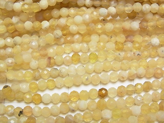 [Video]High Quality! Yellow Opal AA++ Faceted Round 3mm 1strand beads (aprx.15inch/37cm)