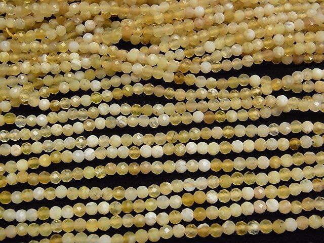 [Video]High Quality! Yellow Opal AA++ Faceted Round 3mm 1strand beads (aprx.15inch/37cm)