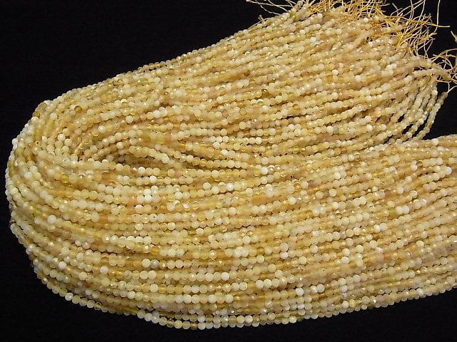 [Video]High Quality! Yellow Opal AA++ Faceted Round 3mm 1strand beads (aprx.15inch/37cm)