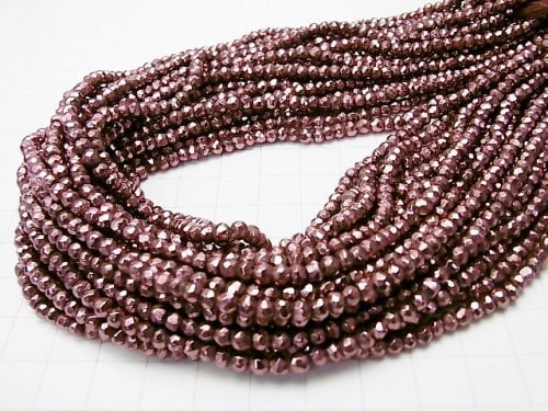 [Video] 1strand $12.99! Pyrite AAA Metallic Bordeaux Color Coating Faceted Button Roundel 1strand beads (aprx.13inch / 32cm)