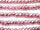 1strand $12.99! Pyrite AAA Metallic Pink Coating Faceted Button Rondelle 1strand beads (aprx.13inch / 32cm)