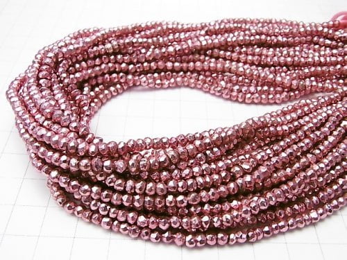 1strand $12.99! Pyrite AAA Metallic Pink Coating Faceted Button Roundel 1strand beads (aprx.13inch / 32cm)