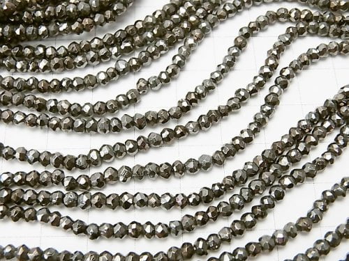 [Video] 1strand $12.99! Pyrite AAA Dark Gray Coating Faceted Button Roundel 1strand beads (aprx.13inch / 32cm)