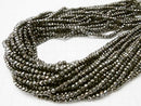 [Video] 1strand $12.99! Pyrite AAA Dark Gray Coating Faceted Button Rondelle 1strand beads (aprx.13inch / 32cm)