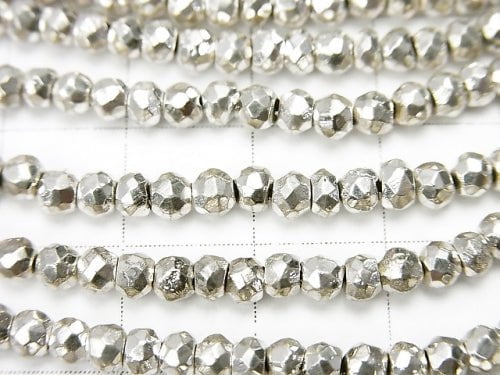 1strand $12.99! Pyrite AAA White Silver Coating Faceted Button Roundel 1strand beads (aprx.13inch / 31cm)