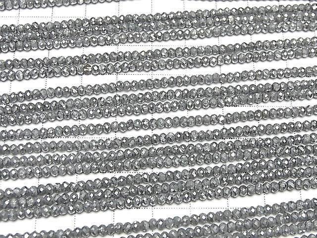 [Video] Pyrite AAA-Faceted Button Rondelle 3x3x2mm Silver Coated 1strand Beads (approx. 15 inches/37 cm)