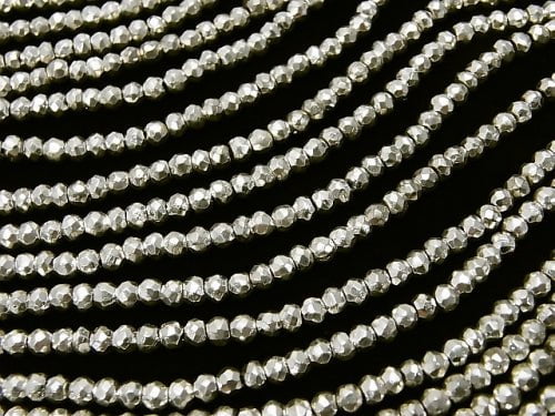 1strand $12.99! Pyrite AAA White Silver Coating Faceted Button Roundel 1strand beads (aprx.13inch / 31cm)