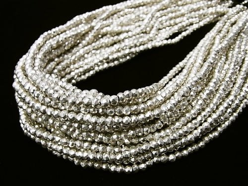 1strand $12.99! Pyrite AAA White Silver Coating Faceted Button Roundel 1strand beads (aprx.13inch / 31cm)