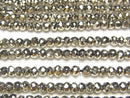 1strand $12.99! Pyrite AAA Platinum Color Coating Faceted Button Rondelle 1strand beads (aprx.13inch / 31cm)