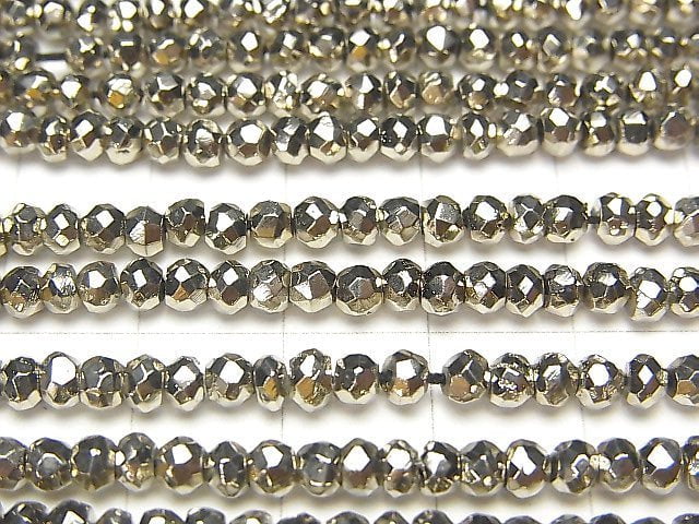 1strand $12.99! Pyrite AAA Platinum Color Coating Faceted Button Roundel 1strand beads (aprx.13inch / 31cm)