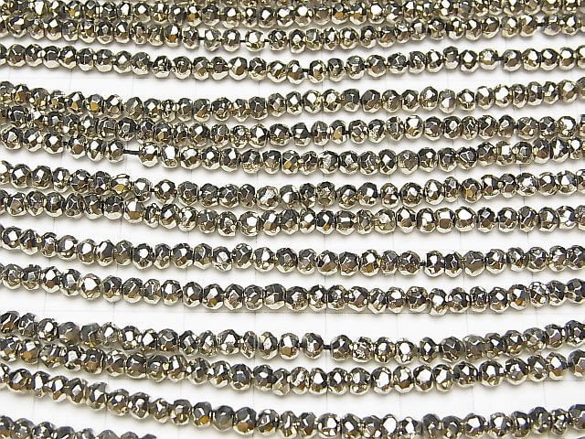 1strand $12.99! Pyrite AAA Platinum Color Coating Faceted Button Roundel 1strand beads (aprx.13inch / 31cm)