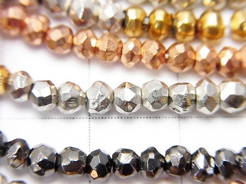 1strand $11.79! Pyrite AAA Metallic Multicolor Coating Faceted Button Roundel 1strand beads (aprx.13inch / 32cm)