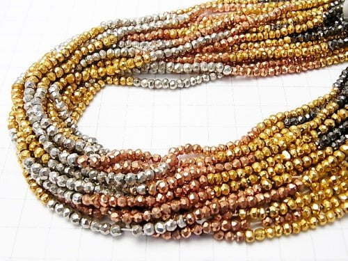 1strand $11.79! Pyrite AAA Metallic Multicolor Coating Faceted Button Roundel 1strand beads (aprx.13inch / 32cm)