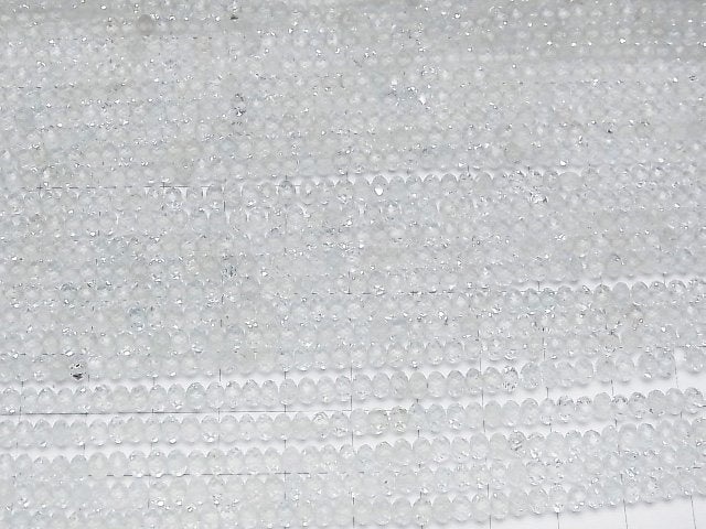 [Video] High Quality! Natural White Topaz AAA Faceted Button Roundel 4 x 4 x 2.5 mm 1strand beads (aprx.15 inch / 37 cm)