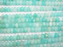 [Video] 1strand $14.99! High Quality!  Amazonite AAA- Faceted Button Rondelle 4x4x3mm 1strand beads (aprx.15inch/38cm)