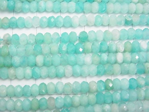 [Video] 1strand $14.99! High Quality!  Amazonite AAA- Faceted Button Roundel 4x4x3mm 1strand beads (aprx.15inch/38cm)