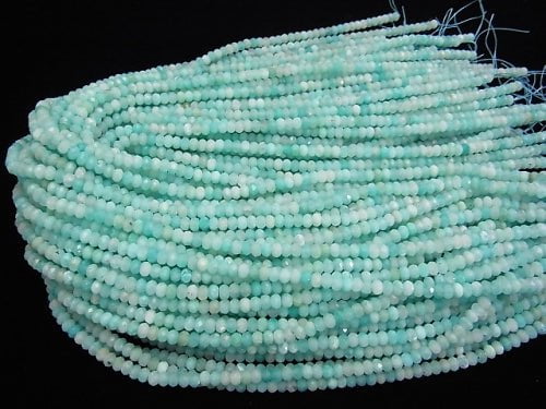 [Video] 1strand $14.99! High Quality!  Amazonite AAA- Faceted Button Roundel 4x4x3mm 1strand beads (aprx.15inch/38cm)