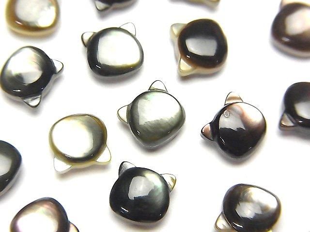 [Video] Black Shell (Black-lip Oyster) AAA Cat Motif 7x6mm [Half Drilled Hole (Back)] 1pc