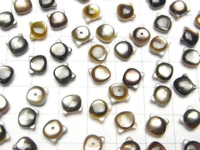 [Video] Black Shell (Black-lip Oyster) AAA Cat Motif 7x6mm [Half Drilled Hole (Back)] 1pc
