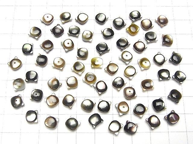 [Video] Black Shell (Black-lip Oyster) AAA Cat Motif 7x6mm [Half Drilled Hole (Back)] 1pc