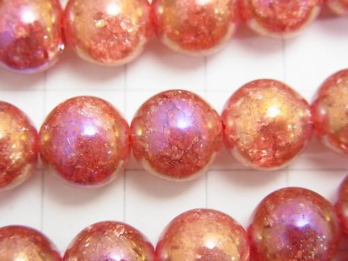 1strand $9.79! Flash Red Color Cracked Crystal Round 10mm 1strand beads (aprx.15inch / 36cm)