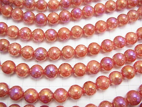 1strand $9.79! Flash Red Color Cracked Crystal Round 10mm 1strand beads (aprx.15inch / 36cm)