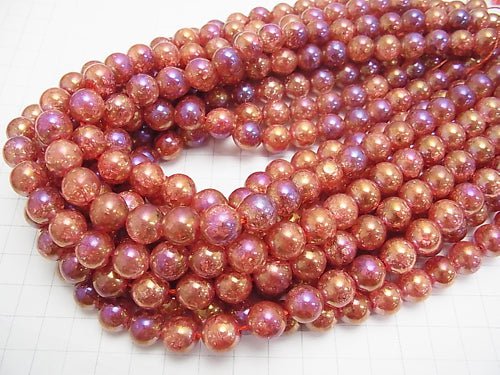 1strand $9.79! Flash Red Color Cracked Crystal Round 10mm 1strand beads (aprx.15inch / 36cm)