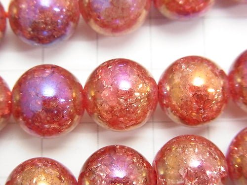 Flash Red Color Cracked Crystal Round 12mm half or 1strand beads (aprx.14inch / 35cm)