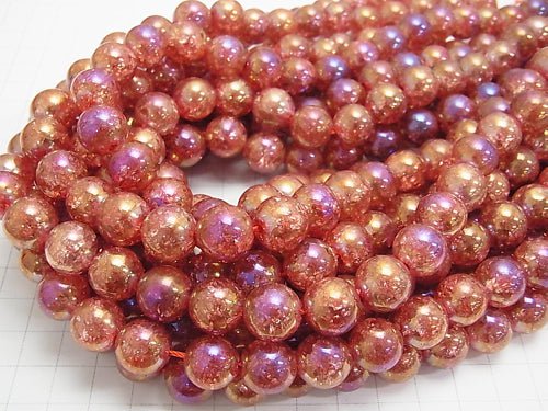 Flash Red Color Cracked Crystal Round 12mm half or 1strand beads (aprx.14inch / 35cm)