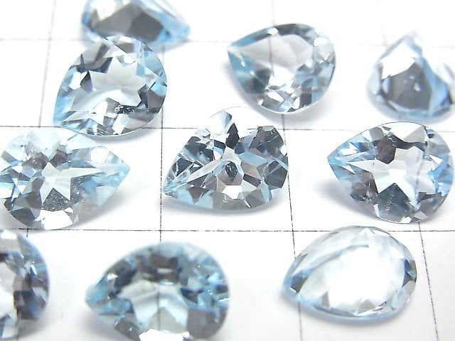 [Video]High Quality Sky Blue Topaz AAA Loose stone Pear shape Faceted 10x8mm 2pcs