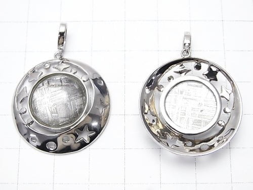 Meteorite (Muonionalusta) Pendant 28 x 28 x 7 mm Star Bezel Setting Silver 925