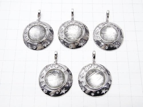 Meteorite (Muonionalusta) Pendant 28 x 28 x 7 mm Star Bezel Setting Silver 925