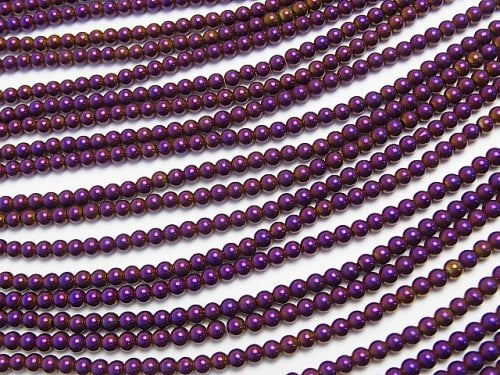 1strand $3.79! Hematite Round 3mm Metallic Purple - Red 1strand beads (aprx.15inch / 38cm)