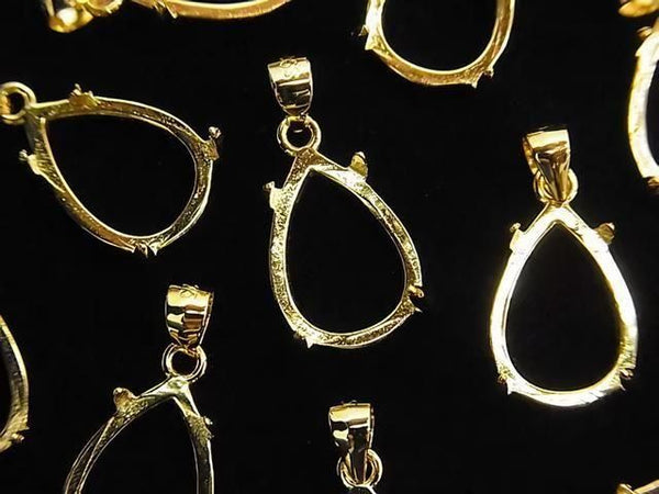 [Video] Silver925 Pendant Frame Pear Shape 14x10mm 18KGP 1pc