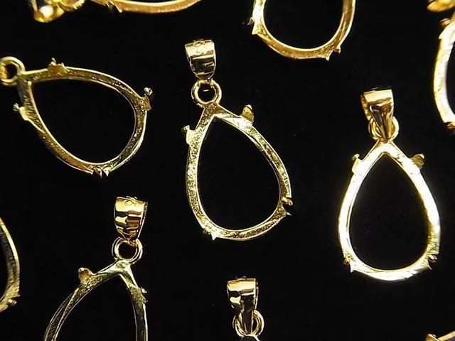 [Video] Silver925 Pendant Frame Pear Shape 14x10mm 18KGP 1pc