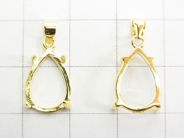 [Video] Silver925 Pendant Frame Pear shape 14x10mm 18KGP 1pc