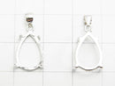 [Video] Silver925 Pendant Frame Pear Shape 14x10mm Rhodium Plated 1pc